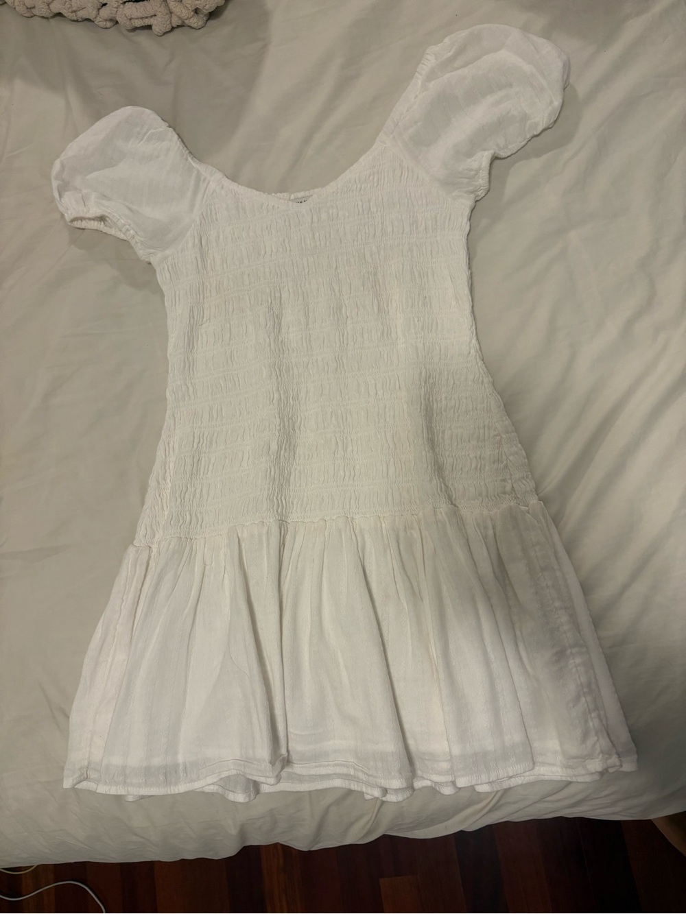 American Eagle Outfitters White Mini Smocked Dress